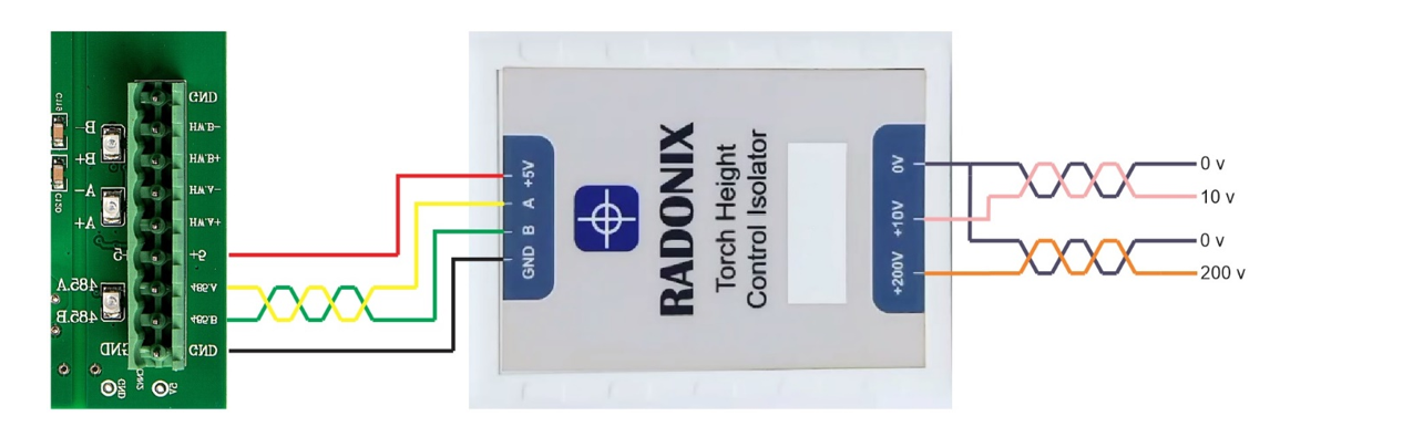 Radonix Torch Height Control Isolator from the supplied connection diagram